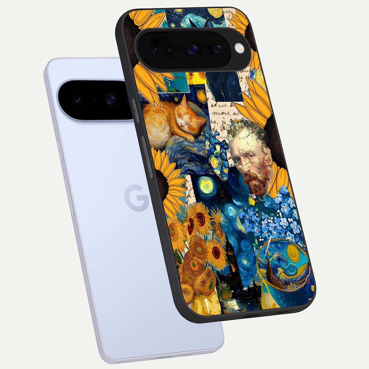  Sunflower Chic Mood Custom Name phone case For Google Pixel 10 showing premium glass back cover with detailed artwork