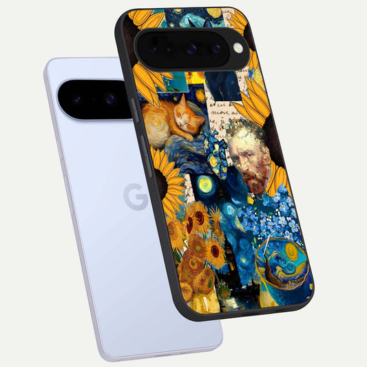  Sunflower Chic Mood Custom Name phone case For Google Pixel 10 showing premium glass back cover with detailed artwork