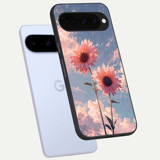  Sun Moon Balance phone case For Google Pixel 10 showing premium glass back cover with detailed artwork