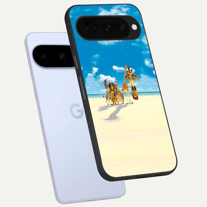 Tropical Fun Squad phone case For Google Pixel 10 showing premium glass back cover with detailed artwork