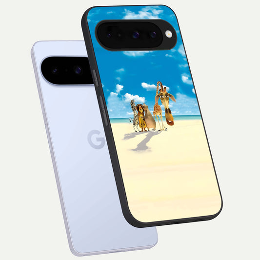 Tropical Fun Squad phone case For Google Pixel 10 showing premium glass back cover with detailed artwork