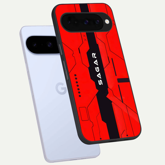  Voltage Rise CYBERPUNK Custom Name phone case For Google Pixel 10 showing premium custom name glass back cover