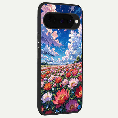  Blossom Sky Field back cover For Google Pixel 10 slim fit glass case with vibrant aesthetic design