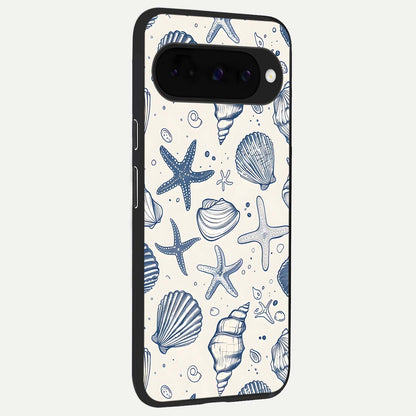  Blue Ocean Outline back cover For Google Pixel 10 slim fit glass case with vibrant aesthetic design