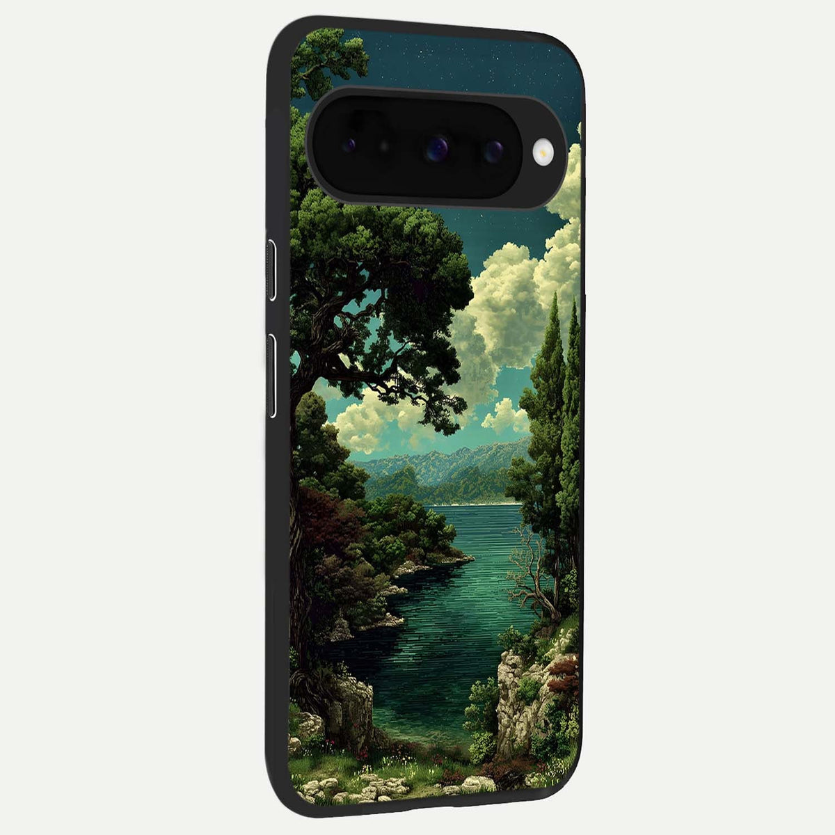  Celestial Lake Peace back cover For Google Pixel 10 slim fit glass case with vibrant aesthetic design