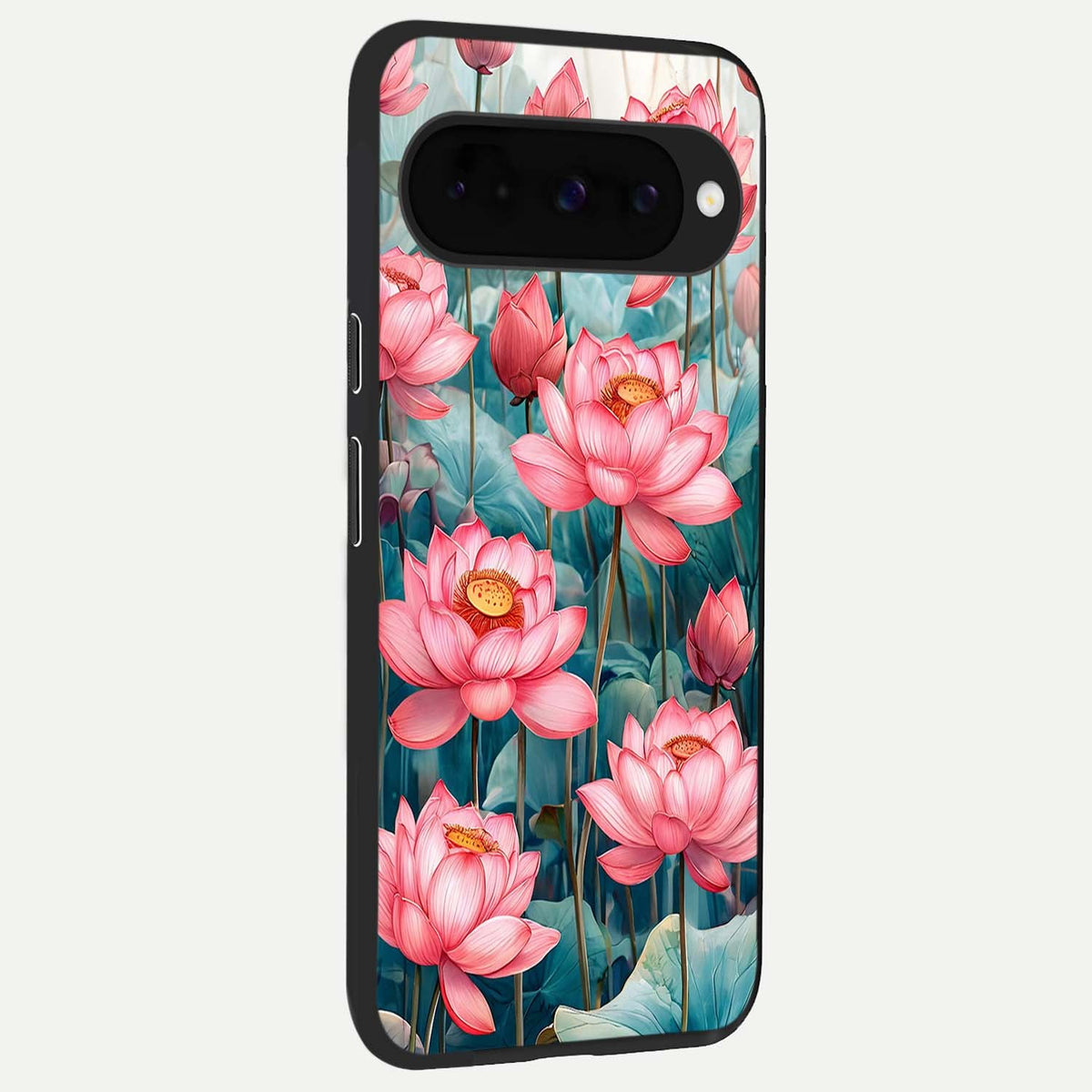  Celestial Pink Lotus back cover For Google Pixel 10 slim fit glass case with vibrant aesthetic design