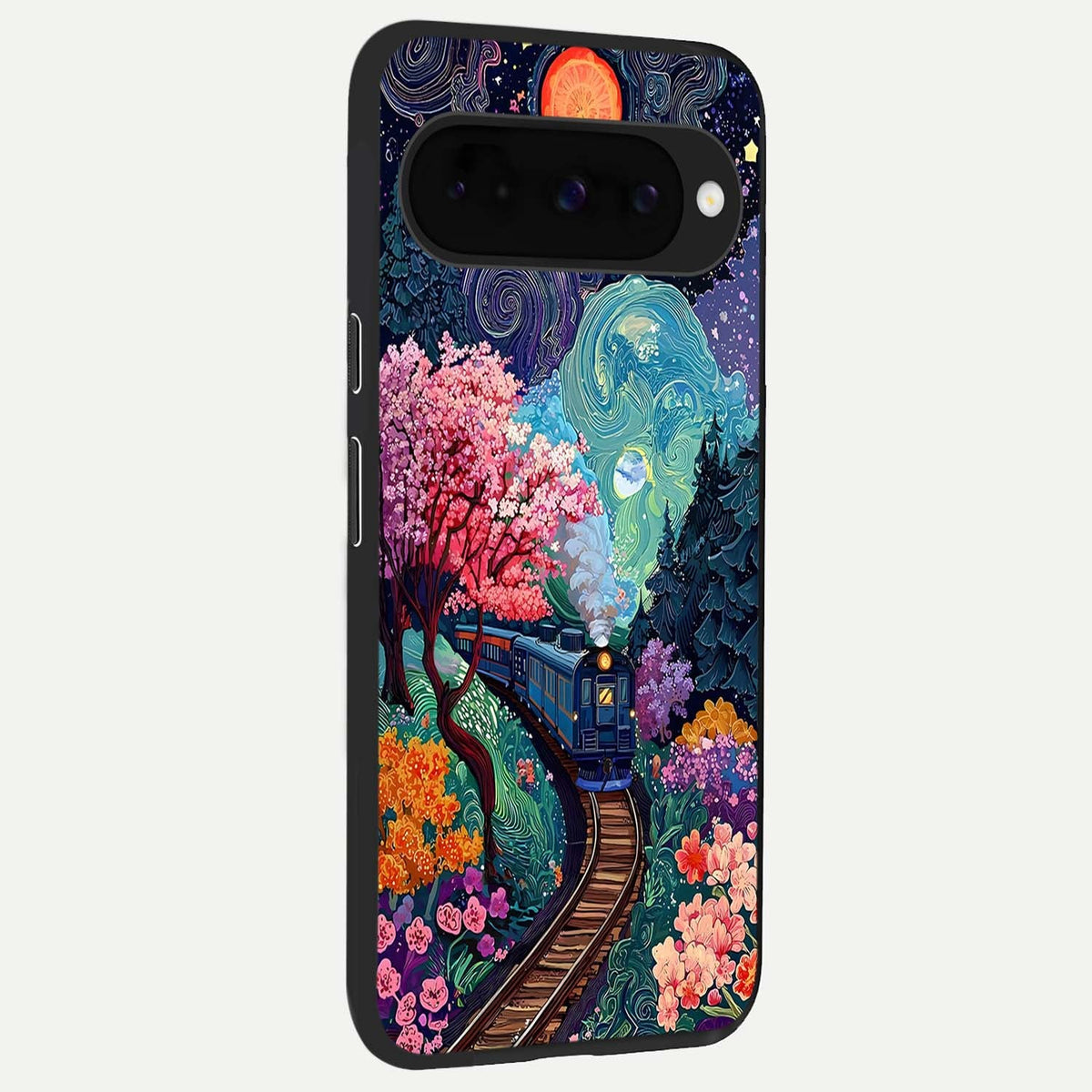  Celestial Train Journey back cover For Google Pixel 10 slim fit glass case with vibrant aesthetic design