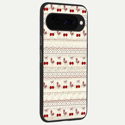  Cherry Bloom Charm back cover For Google Pixel 10 slim fit glass case with vibrant aesthetic design