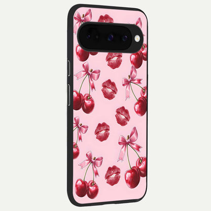  Cherry With Lips back cover For Google Pixel 10 slim fit glass case with vibrant aesthetic design