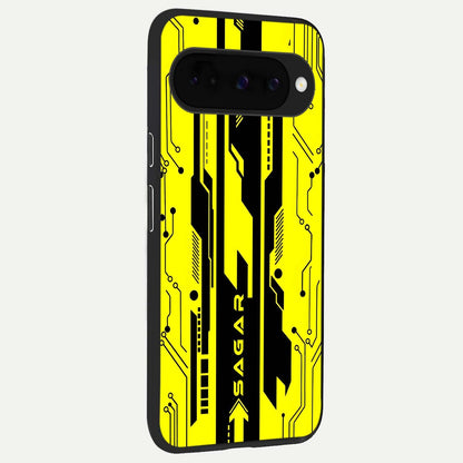  Electric Pulse CYBERPUNK Custom Name back cover For Google Pixel 10 slim fit glass case with vibrant aesthetic design