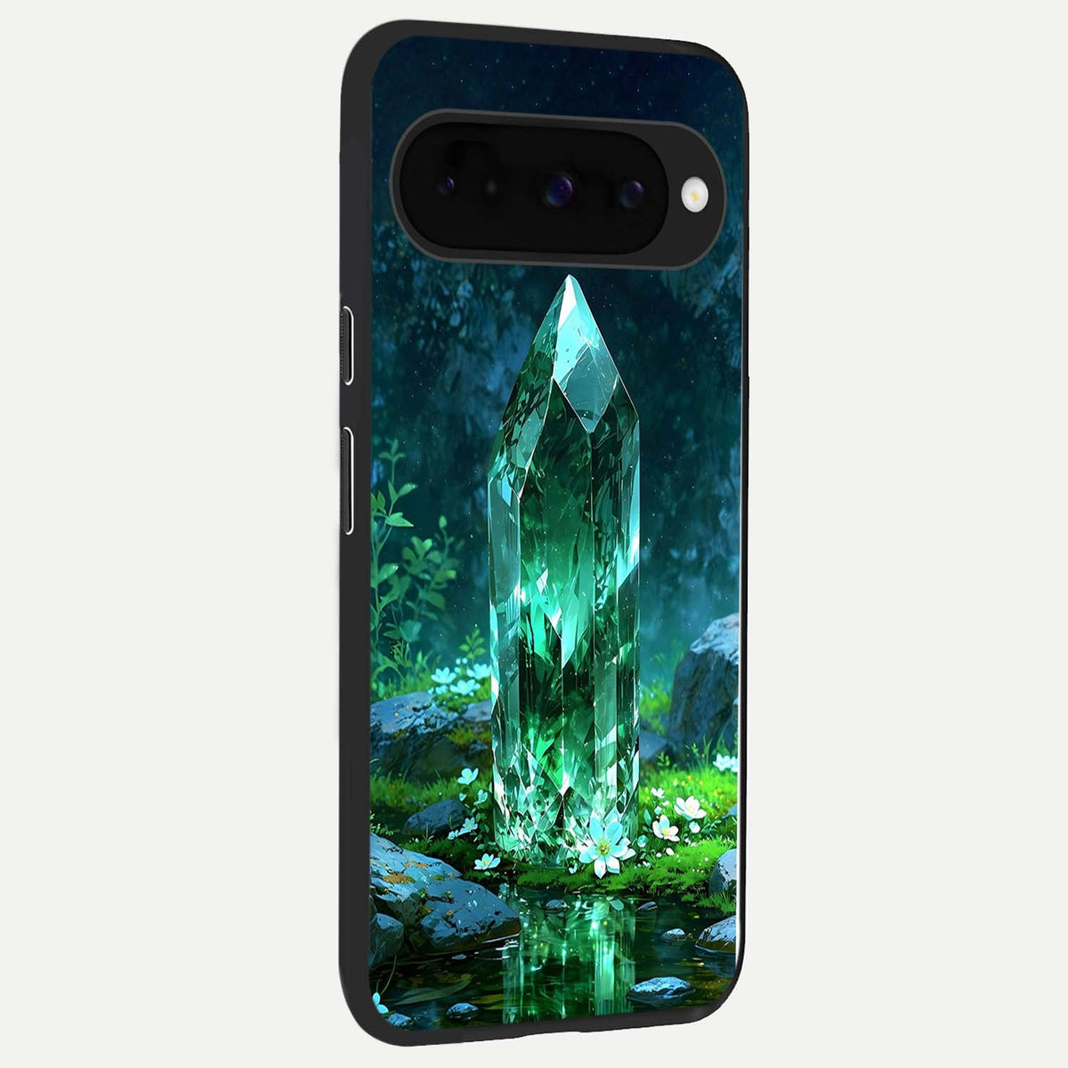 Emerald Light Crystal back cover For Google Pixel 10 slim fit glass case with vibrant aesthetic design
