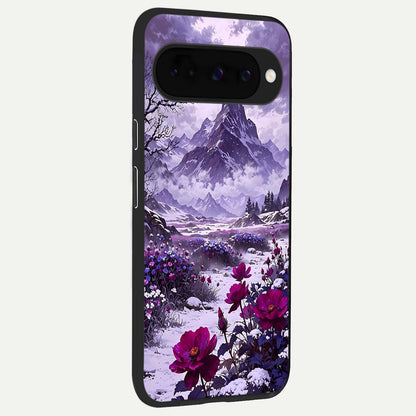 Flower Mountain View back cover For Google Pixel 10 slim fit glass case with vibrant aesthetic design
