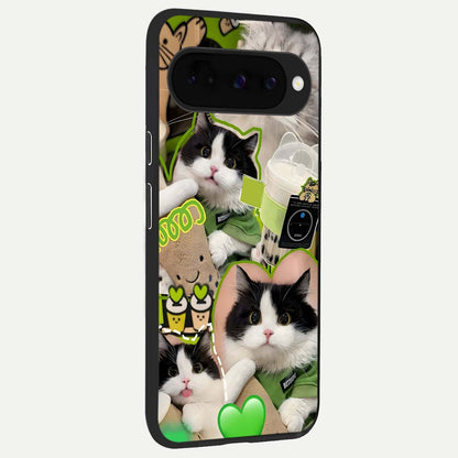  Matcha Cats Mood back cover For Google Pixel 10 slim fit glass case with vibrant aesthetic design