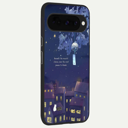  Moonlit Cat Silence back cover For Google Pixel 10 slim fit glass case with vibrant aesthetic design