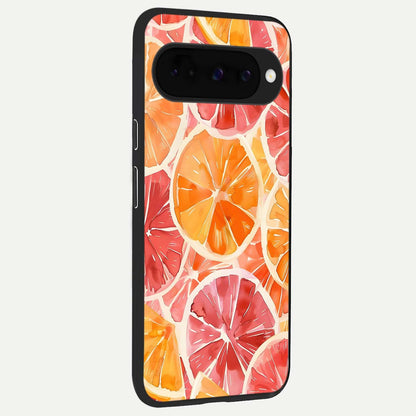  Orange Fruits Pattern back cover For Google Pixel 10 slim fit glass case with vibrant aesthetic design