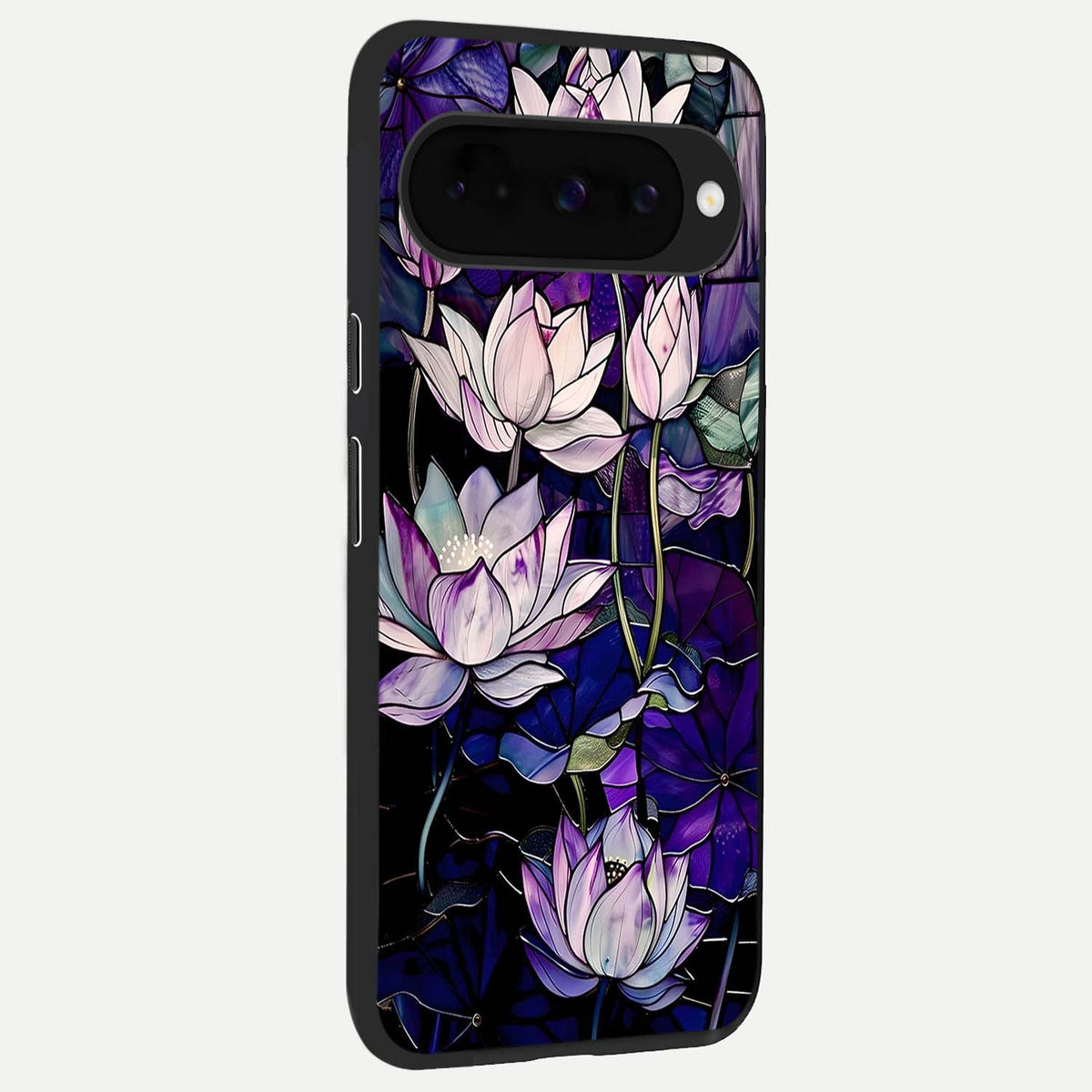 Purple Lotus Pattern back cover For Google Pixel 10 slim fit glass case with vibrant aesthetic design