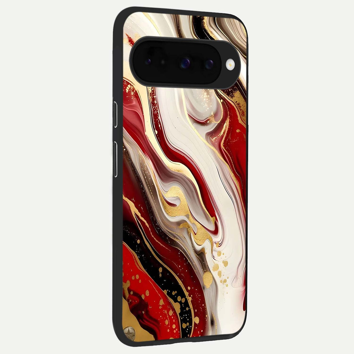  Red And White Marble back cover For Google Pixel 10 slim fit glass case with vibrant aesthetic design