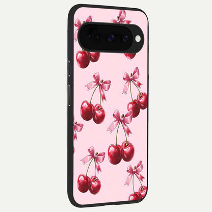  Red Cherries Pattern back cover For Google Pixel 10 slim fit glass case with vibrant aesthetic design
