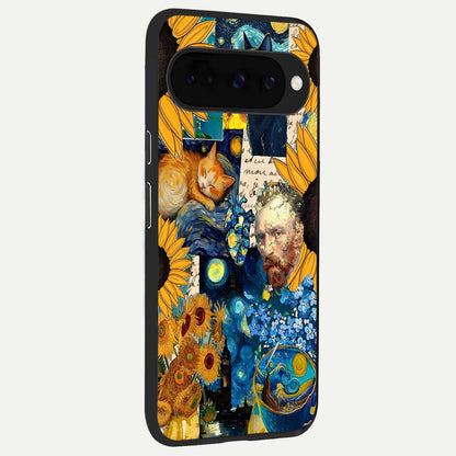  Sunflower Chic Mood Custom Name back cover For Google Pixel 10 slim fit glass case with vibrant aesthetic design