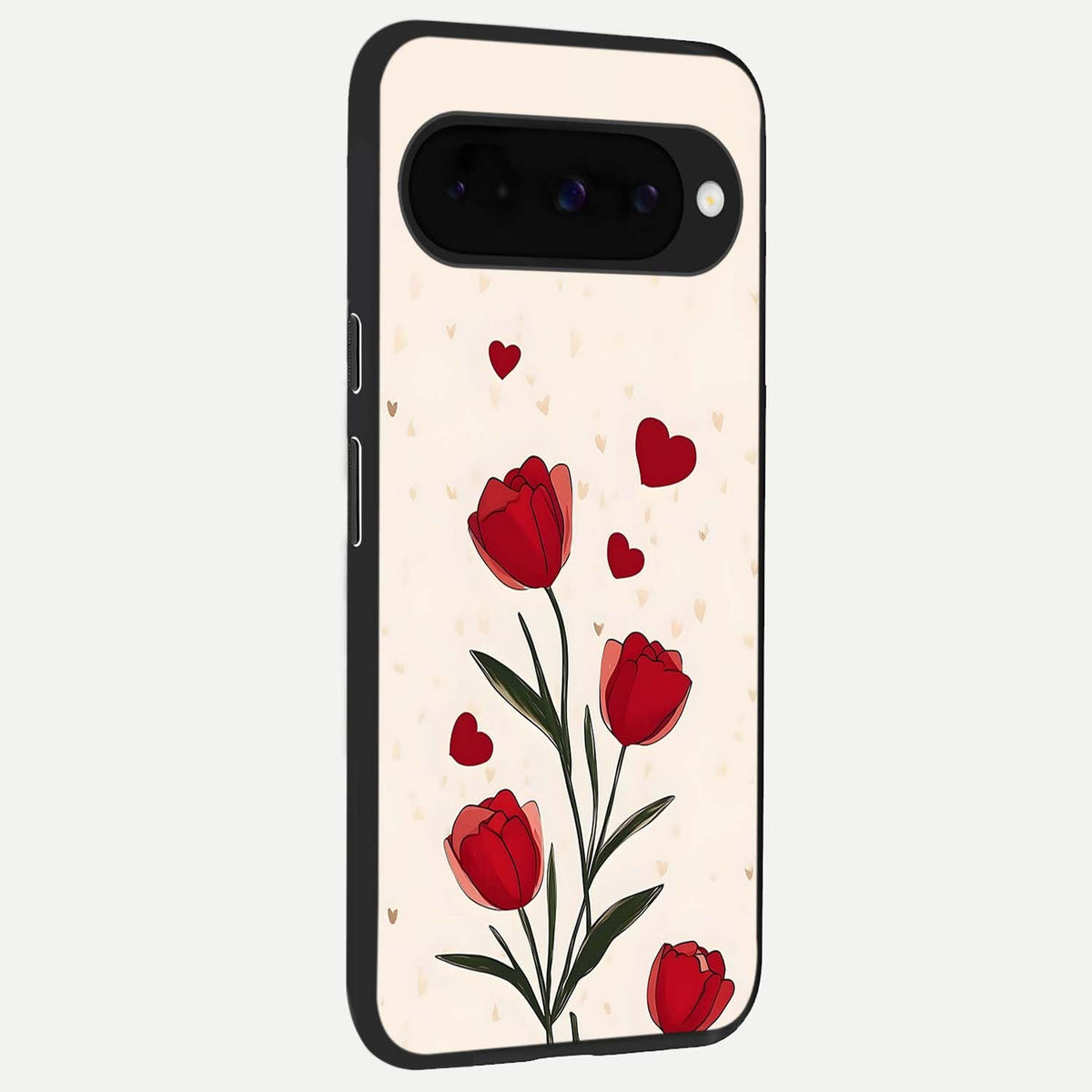  Tulip With Heart back cover For Google Pixel 10 slim fit glass case with vibrant aesthetic design