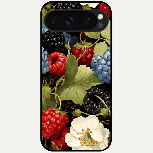  Berry Bloom Charm Glass Case For Google Pixel 10 Pro back cover – full design glossy printed glass finish