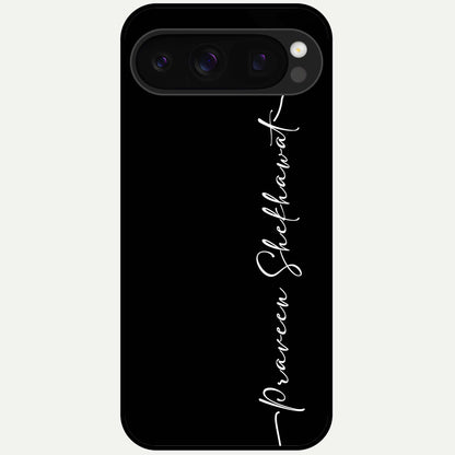  Black Tune Custom Name Glass Case For Google Pixel 10 Pro back cover – full design glossy printed glass finish