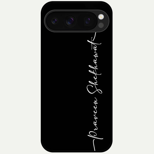  Black Tune Custom Name Glass Case For Google Pixel 10 Pro back cover – full design glossy printed glass finish