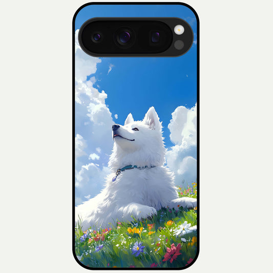  Blissful Cloud Pup Glass Case For Google Pixel 10 Pro back cover – full design glossy printed glass finish
