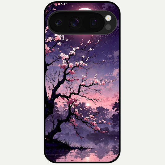  Blossom Pink Moon Glass Case For Google Pixel 10 Pro back cover – full design glossy printed glass finish