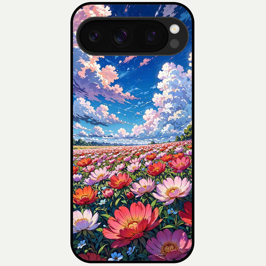  Blossom Sky Field Glass Case For Google Pixel 10 Pro back cover – full design glossy printed glass finish