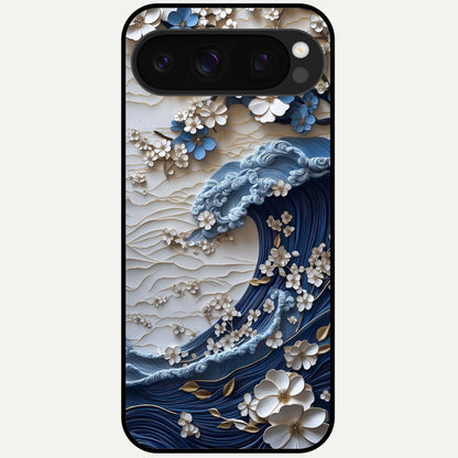  Blossom Wave Art Glass Case For Google Pixel 10 Pro back cover – full design glossy printed glass finish