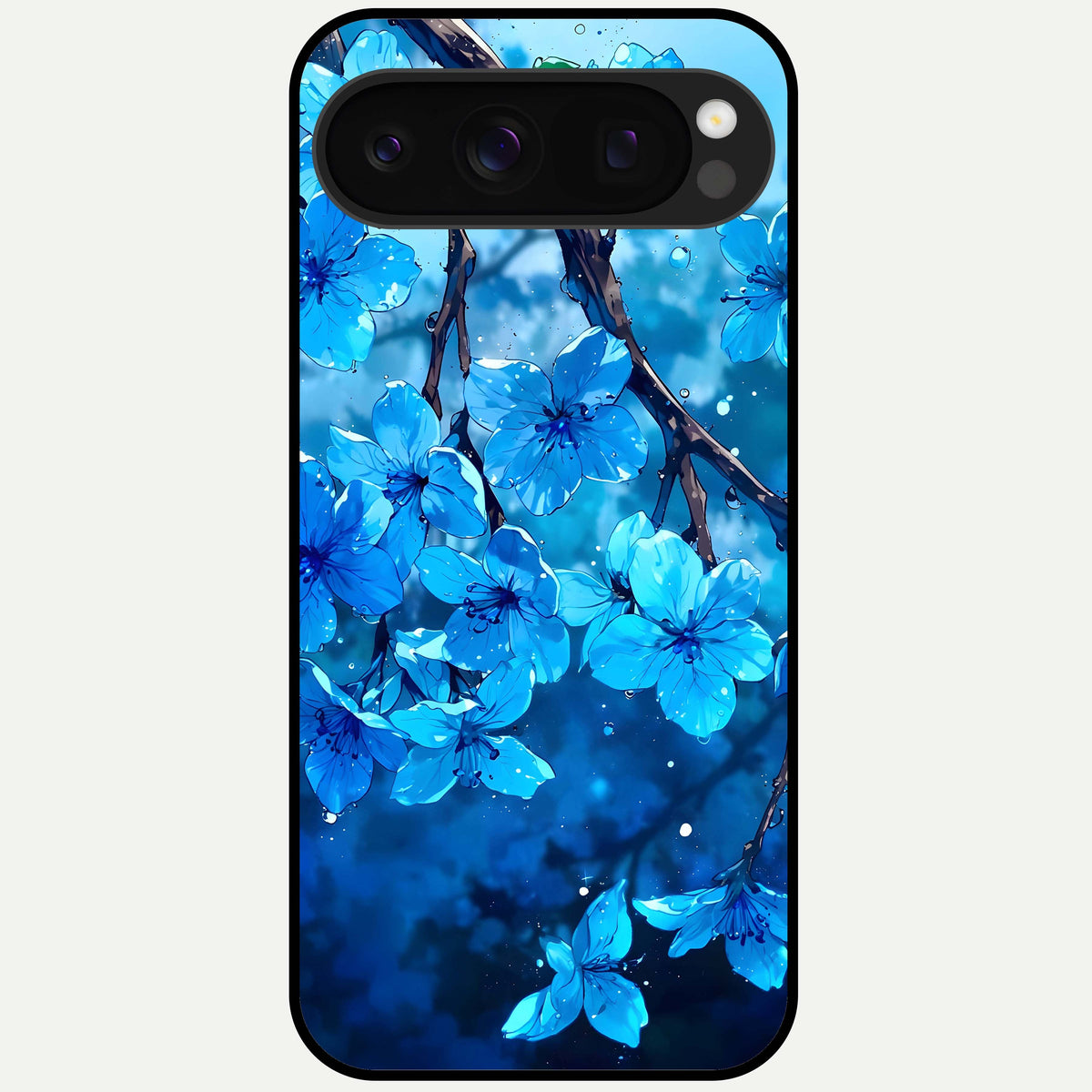  Blue Blossoms Branch Glass Case For Google Pixel 10 Pro back cover – full design glossy printed glass finish