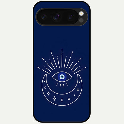  Blue Evil Eye Glass Case For Google Pixel 10 Pro back cover – full design glossy printed glass finish