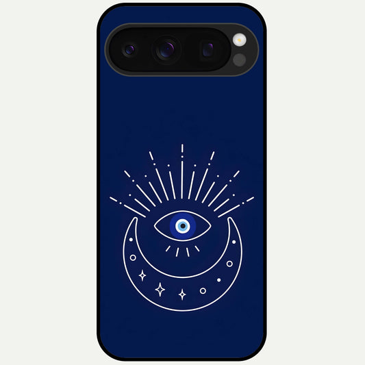  Blue Evil Eye Glass Case For Google Pixel 10 Pro back cover – full design glossy printed glass finish