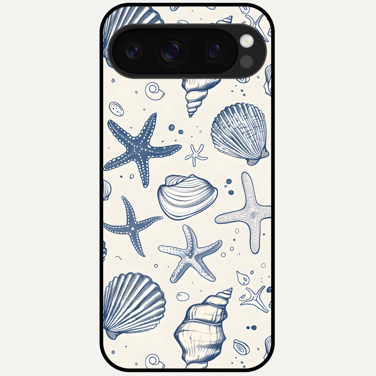  Blue Ocean Outline Glass Case For Google Pixel 10 Pro back cover – full design glossy printed glass finish
