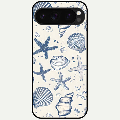  Blue Ocean Outline Glass Case For Google Pixel 10 Pro back cover – full design glossy printed glass finish
