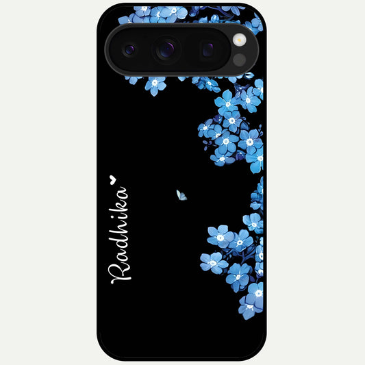  Blue Petal Dream Custom Name Glass Case For Google Pixel 10 Pro back cover – full design glossy printed glass finish