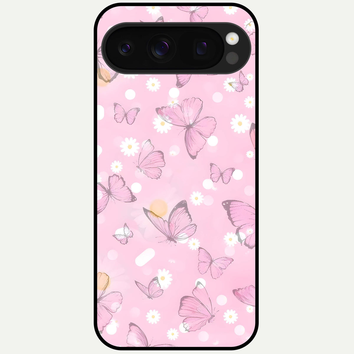  Blush Butterfly Garden Glass Case For Google Pixel 10 Pro back cover – full design glossy printed glass finish