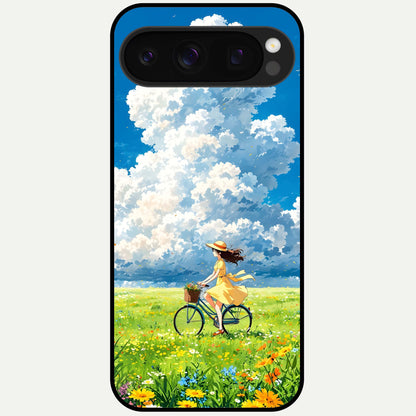  Breezy Meadow Ride Glass Case For Google Pixel 10 Pro back cover – full design glossy printed glass finish