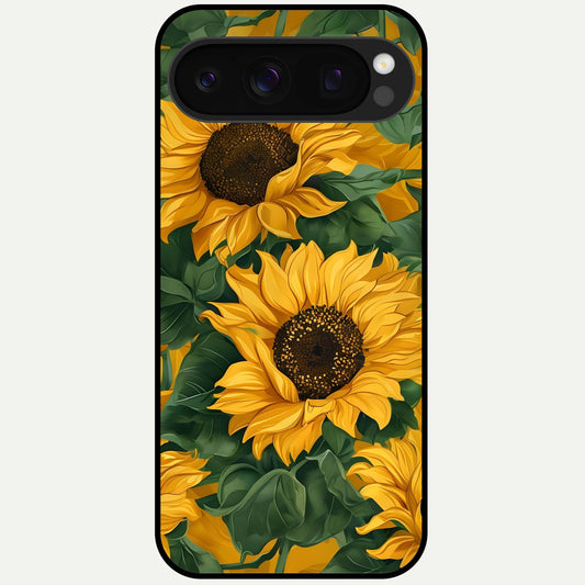  Bright Sunflower Bloom Glass Case For Google Pixel 10 Pro back cover – full design glossy printed glass finish