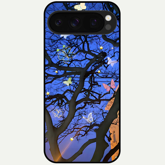  Butterfly Night Magic Glass Case For Google Pixel 10 Pro back cover – full design glossy printed glass finish