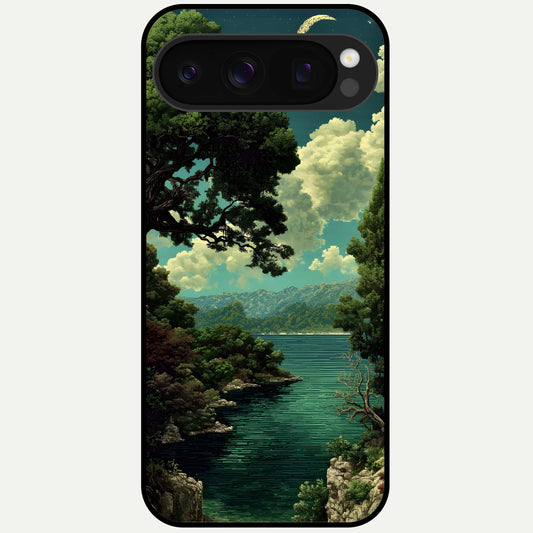  Celestial Lake Peace Glass Case For Google Pixel 10 Pro back cover – full design glossy printed glass finish