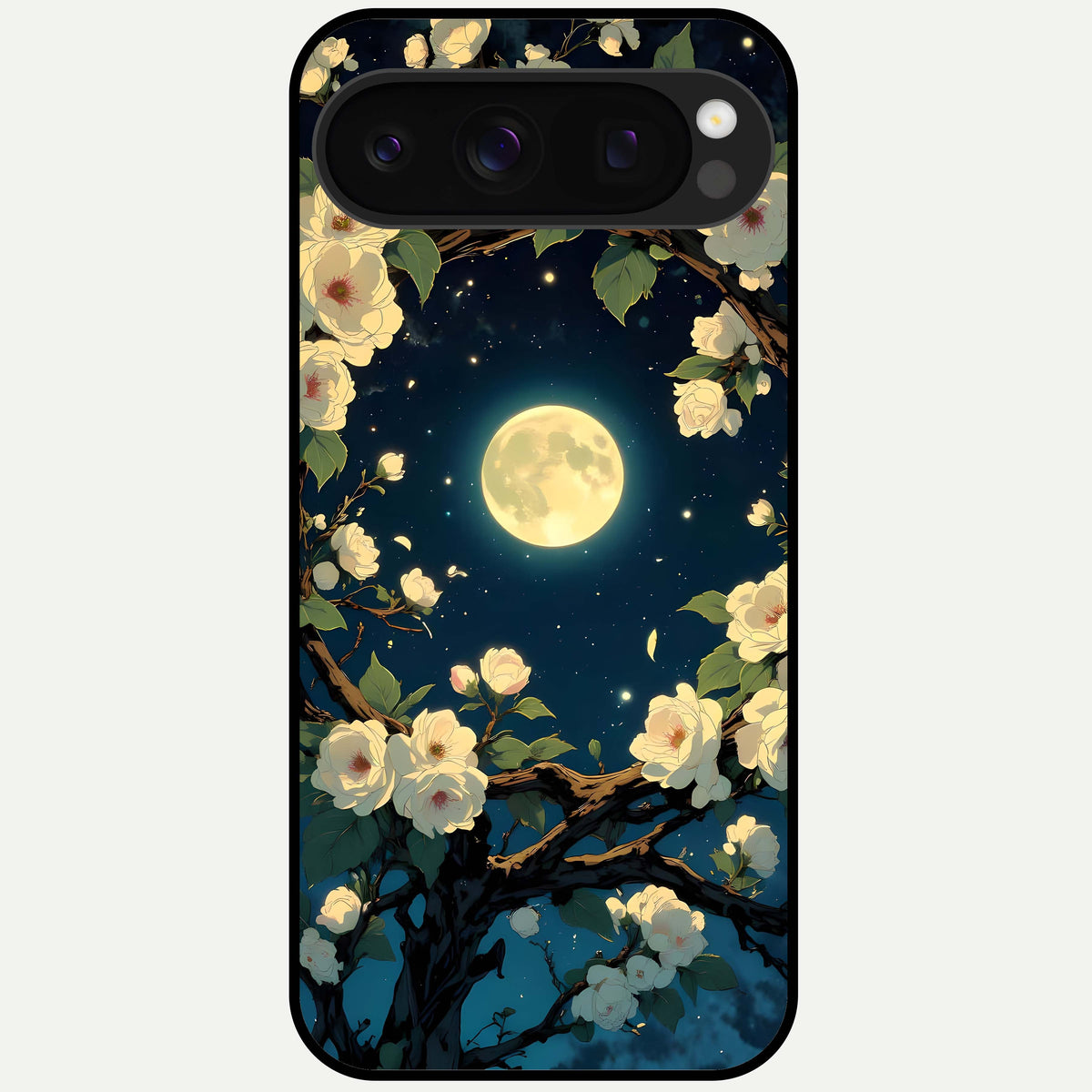  Celestial Moon And Flower Glass Case For Google Pixel 10 Pro back cover – full design glossy printed glass finish