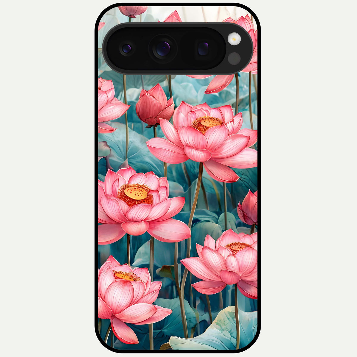  Celestial Pink Lotus Glass Case For Google Pixel 10 Pro back cover – full design glossy printed glass finish