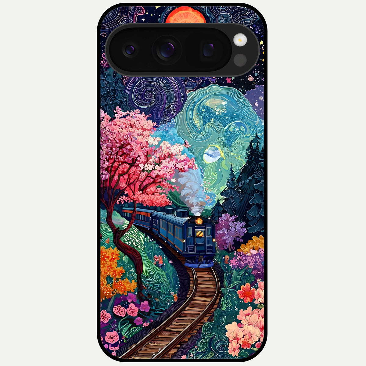  Celestial Train Journey Glass Case For Google Pixel 10 Pro back cover – full design glossy printed glass finish