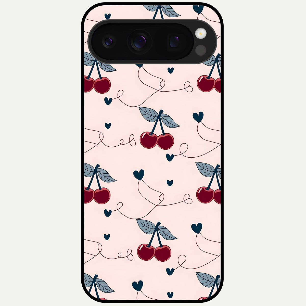  Cherry Heart Line Glass Case For Google Pixel 10 Pro back cover – full design glossy printed glass finish