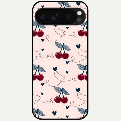 Cherry Heart Line Glass Case For Google Pixel 10 Pro back cover – full design glossy printed glass finish