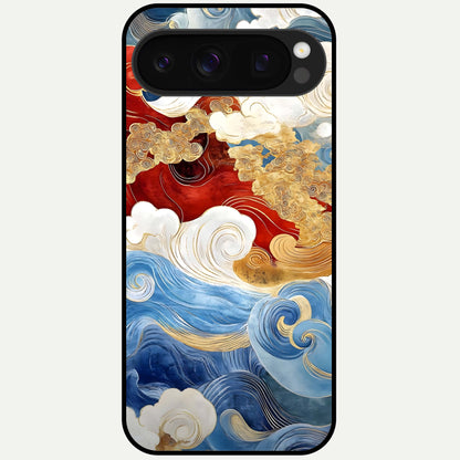  Colored Waves Glass Case For Google Pixel 10 Pro back cover – full design glossy printed glass finish