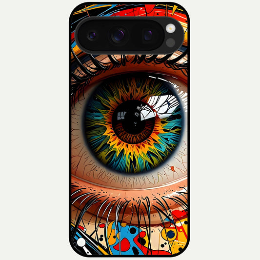  Colorful Eye Glass Case For Google Pixel 10 Pro back cover – full design glossy printed glass finish