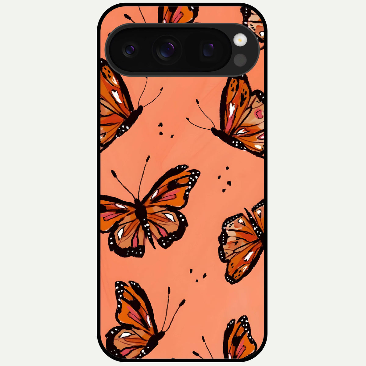 Coral Wing Butterfly Glass Case For Google Pixel 10 Pro back cover – full design glossy printed glass finish